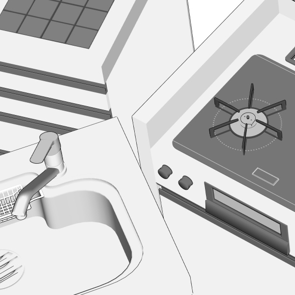 【クリスタ用】キッチン【3D素材】