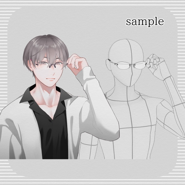 トレス素材 めがね 片手をそえる Tsumugi Booth トレス素材 めがね 片手をそえる Tsumugi Booth