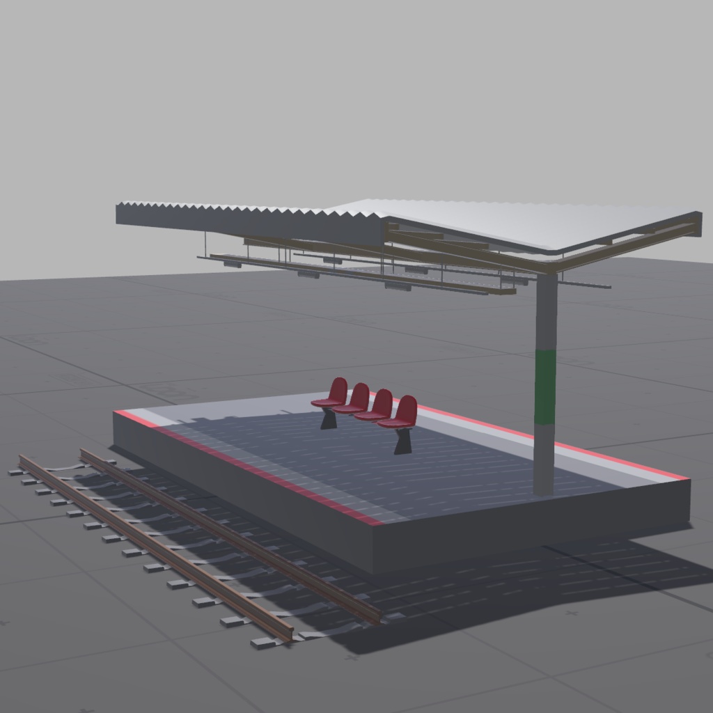 【VRCワールド向け3Dモデル】ミニ駅セット