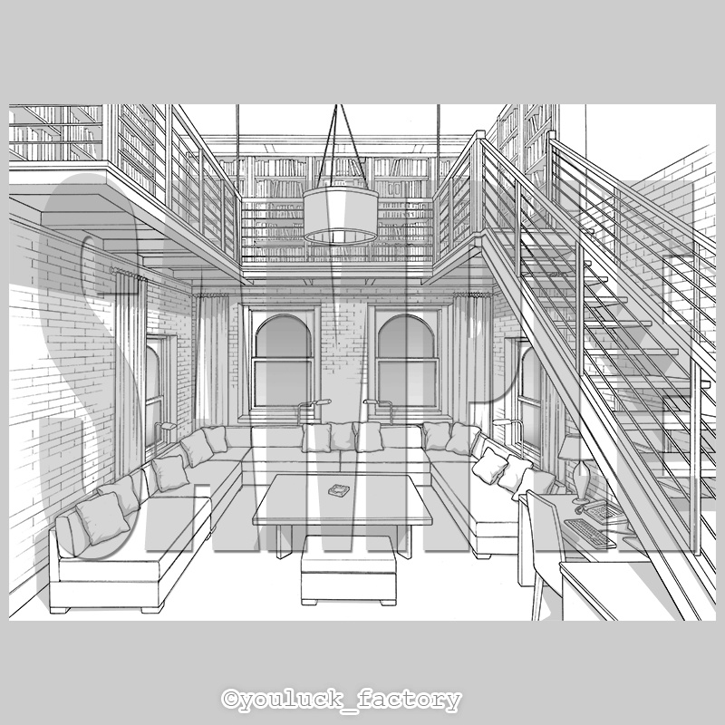 マンガ背景素材集 YL-17「MyTown4 House&Public 2」