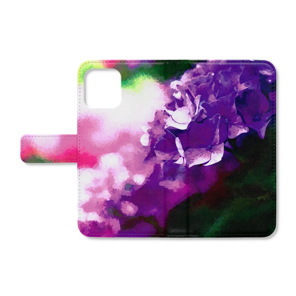 紫陽花　手帳型iPhoneケース