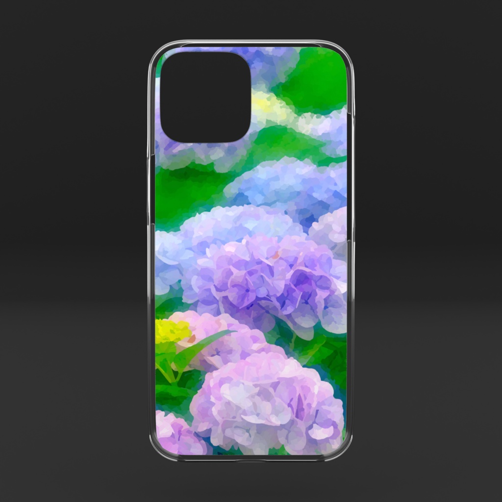 紫陽花の群生 水彩風クリアiPhoneケース