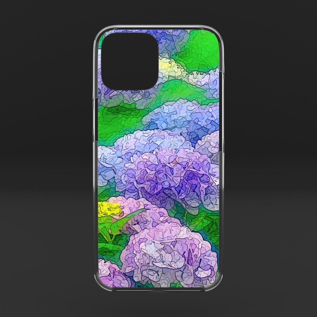 紫陽花の群生 漫画風クリアiPhoneケース