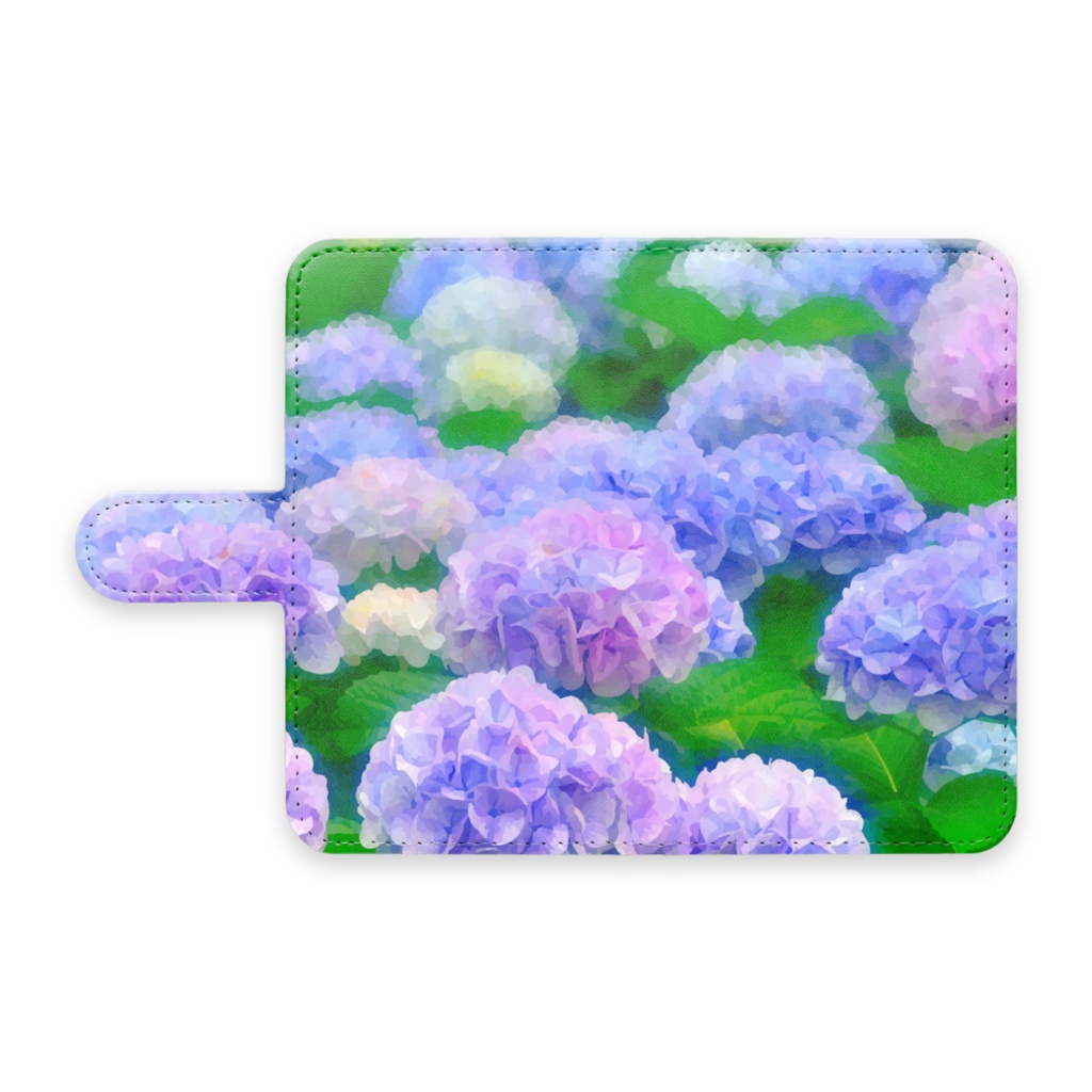 紫陽花の群生　水彩風手帳型Androidケース