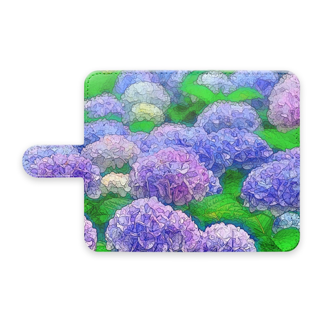 紫陽花の群生 漫画風手帳型Androidケース