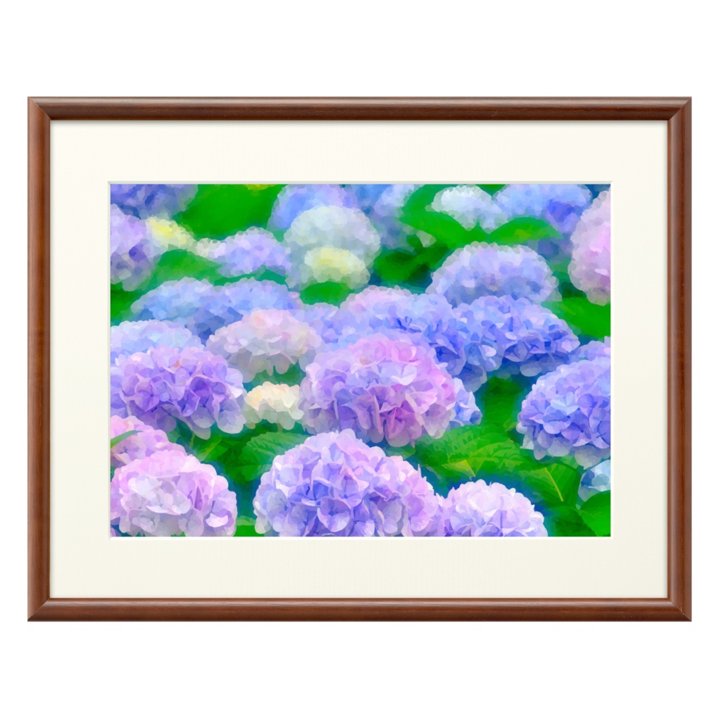 紫陽花の群生　水彩風複製画(プリモアート)
