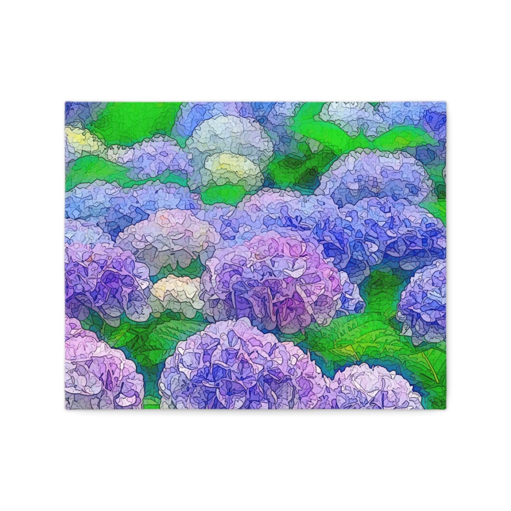 紫陽花の群生 キャンバス漫画風