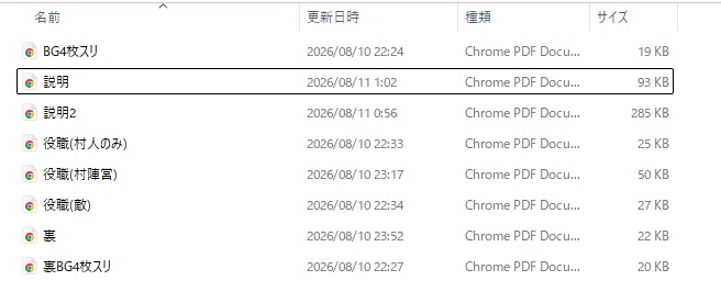 賭け人狼のデーター類