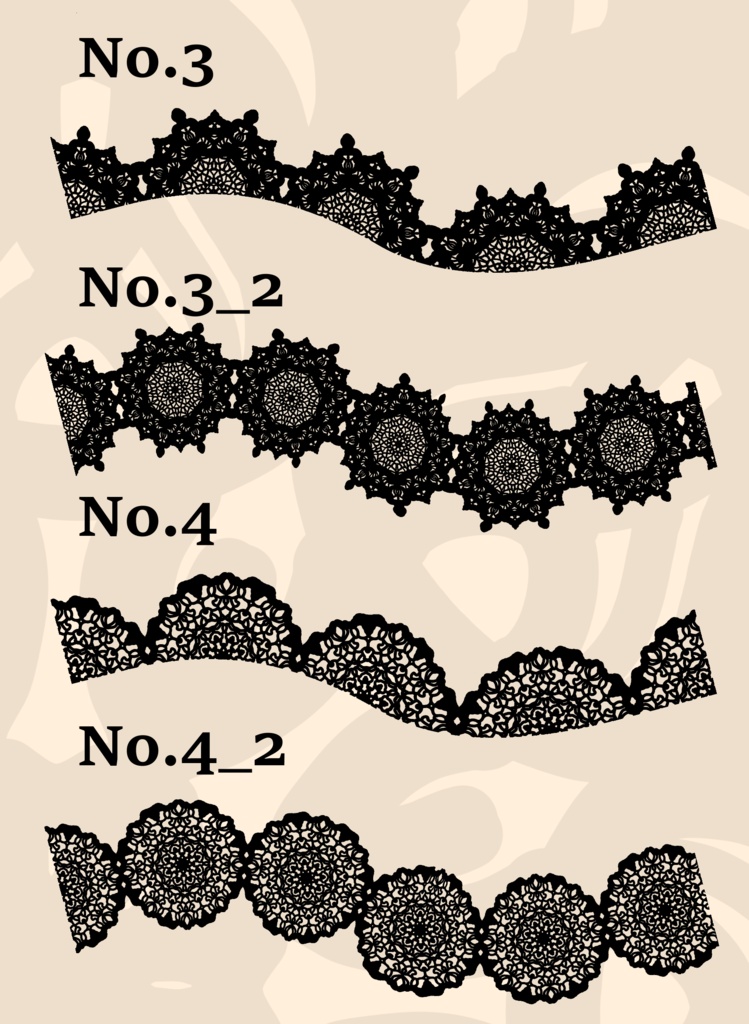 20種のレースブラシ2(クリップスタジオペイント)│20 types of lace blush 2 (Clip Studio Paint)