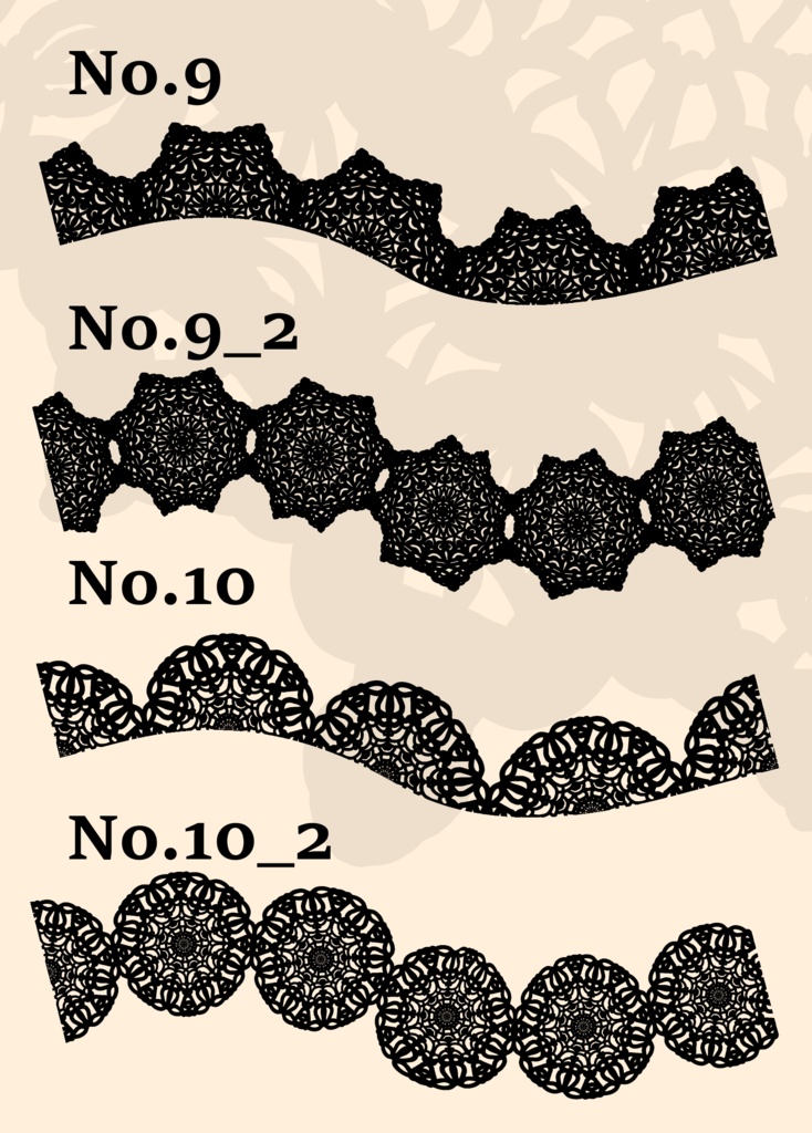 20種のレースブラシ2(クリップスタジオペイント)│20 types of lace blush 2 (Clip Studio Paint)