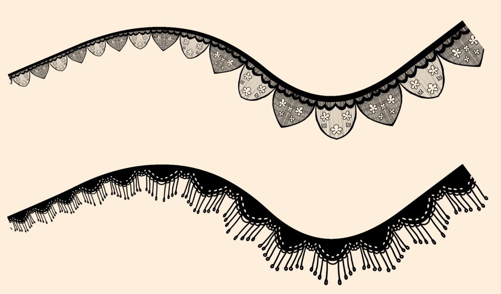 5種のシームレスレース素材とブラシ│5 types of seamless lace and blushes