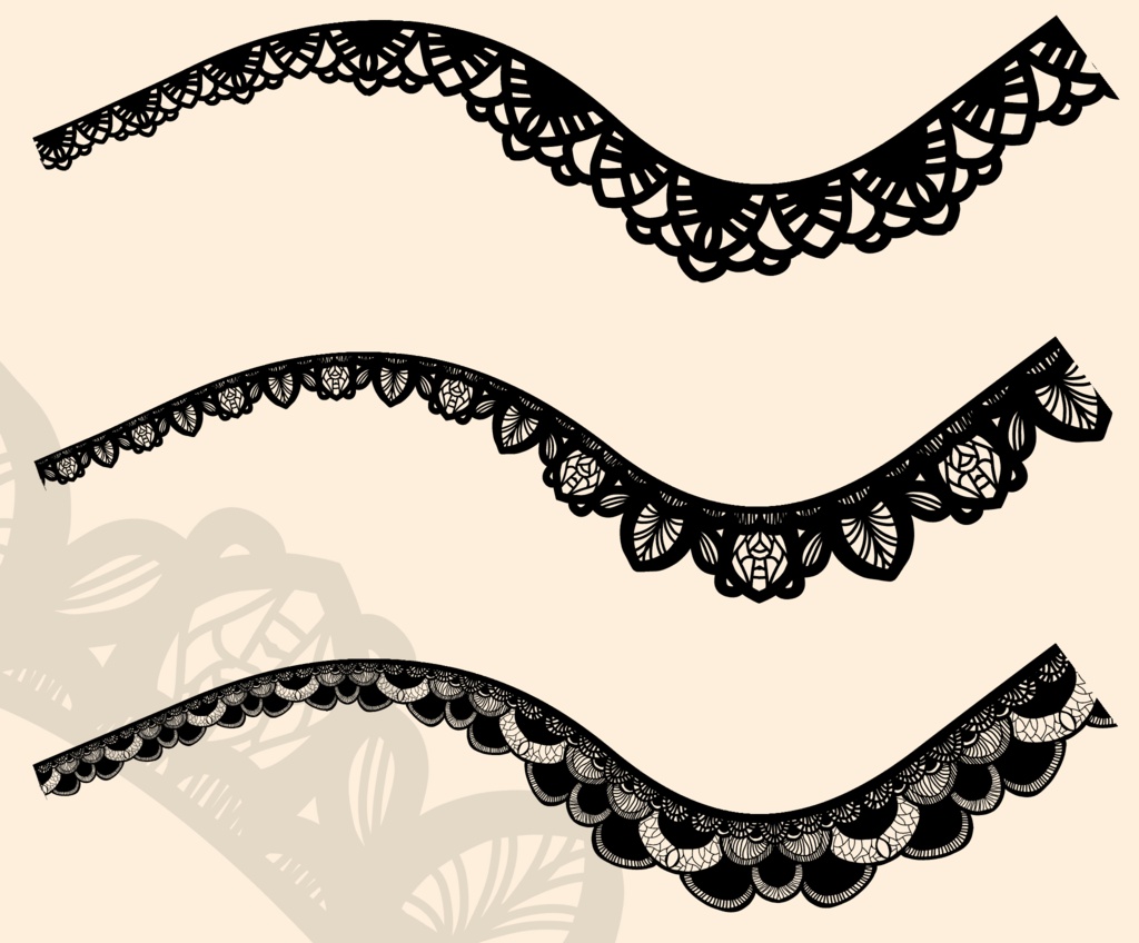 5種のシームレスレース素材とブラシ│5 types of seamless lace and blushes