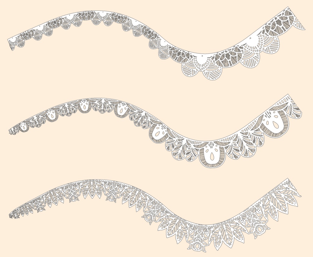 5種のシームレスレース素材とブラシ2│5 types of seamless lace and blushes 2