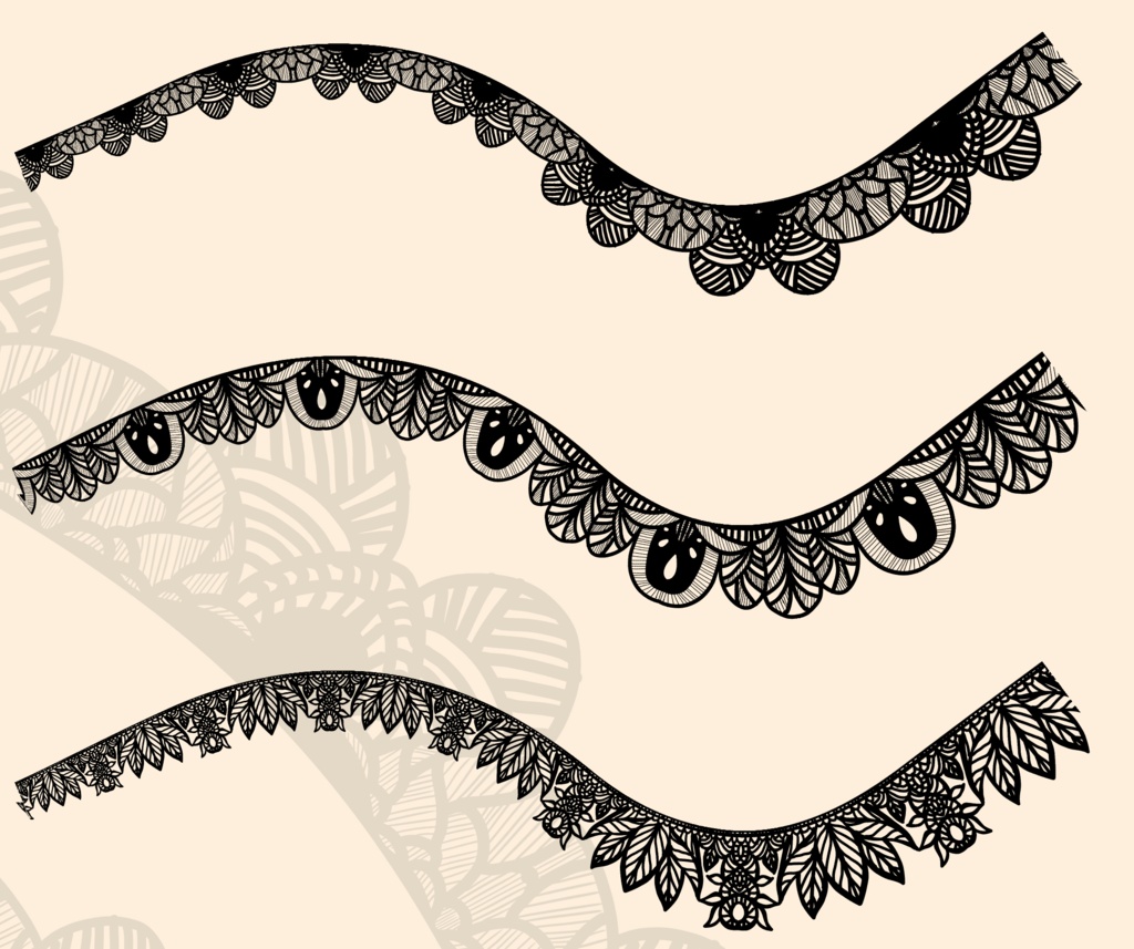 5種のシームレスレース素材とブラシ2│5 types of seamless lace and blushes 2