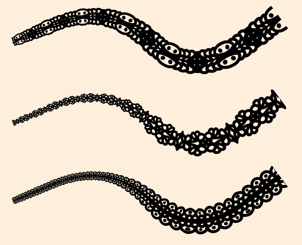 手描きシームレスレース素材5種とブラシ│Hand-drawn seamless 5 lace materials and brushes