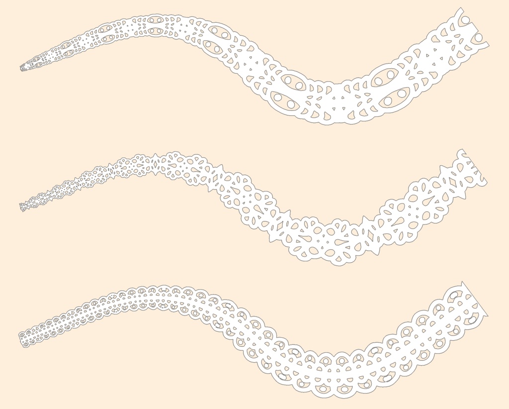 手描きシームレスレース素材5種とブラシ│Hand-drawn seamless 5 lace materials and brushes