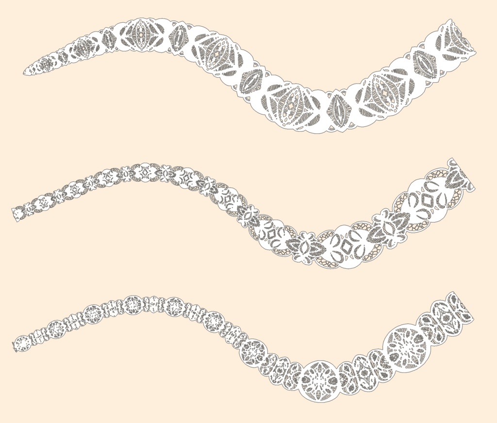 手描きシームレスレース素材5種とブラシ2│Hand-drawn seamless 5 lace materials and brushes 2