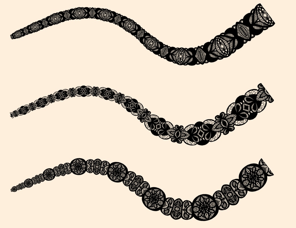 手描きシームレスレース素材5種とブラシ2│Hand-drawn seamless 5 lace materials and brushes 2
