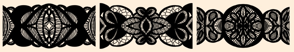手描きシームレスレース素材5種とブラシ2│Hand-drawn seamless 5 lace materials and brushes 2