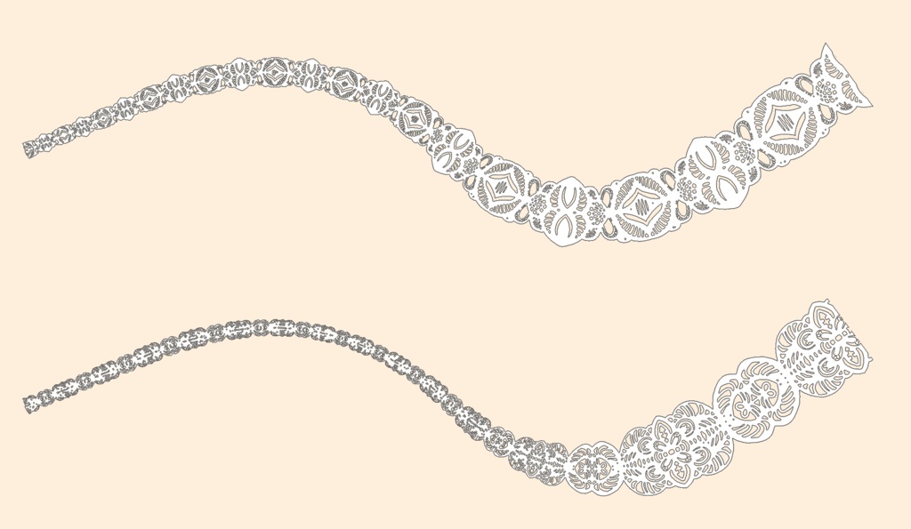 手描きシームレスレース素材5種とブラシ2│Hand-drawn seamless 5 lace materials and brushes 2