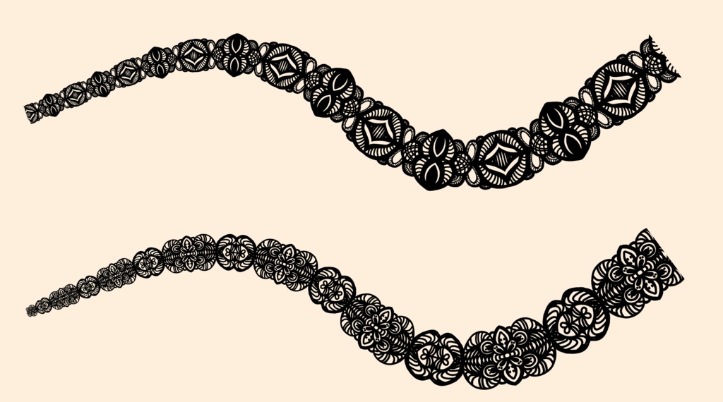 手描きシームレスレース素材5種とブラシ2│Hand-drawn seamless 5 lace materials and brushes 2