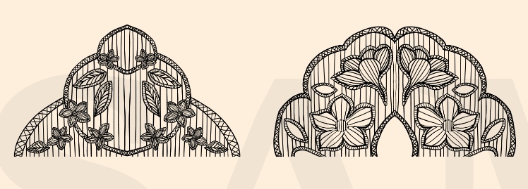 20種の手描き花柄レース素材│20 types of hand-drawn floral lace materials