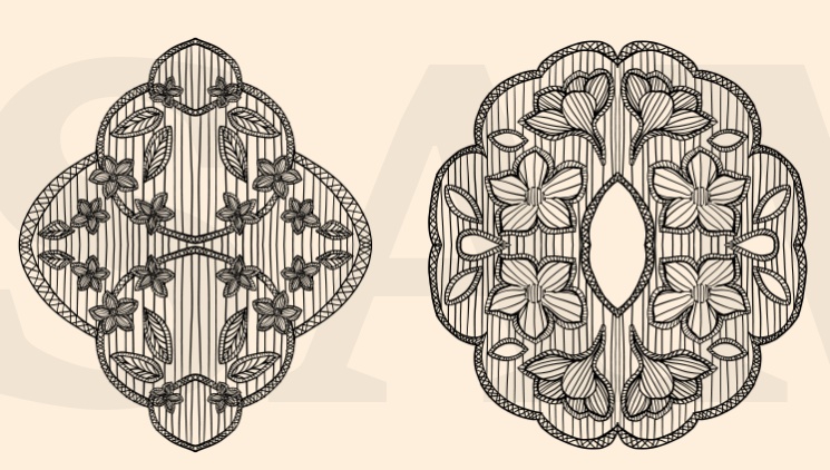 20種の手描き花柄レース素材│20 types of hand-drawn floral lace materials