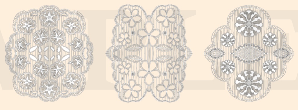 20種の手描き花柄レース素材│20 types of hand-drawn floral lace materials