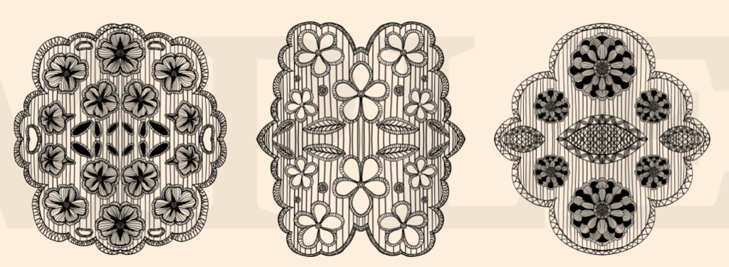 20種の手描き花柄レース素材│20 types of hand-drawn floral lace materials