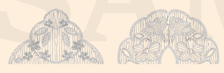 20種の手描き花柄レース素材│20 types of hand-drawn floral lace materials