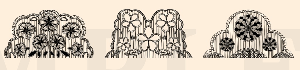 20種の手描き花柄レース素材│20 types of hand-drawn floral lace materials