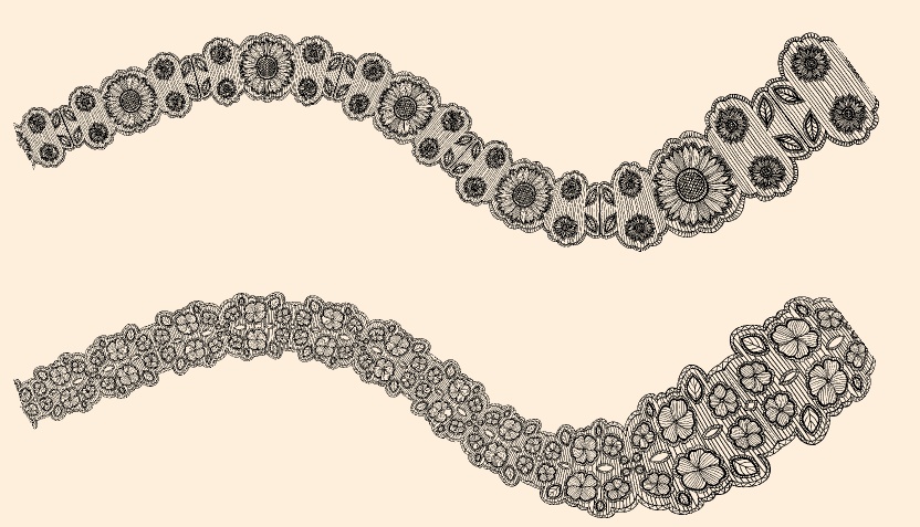 手描きシームレスレース素材5種とブラシ3│Hand-drawn seamless 5 lace materials and brushes 3
