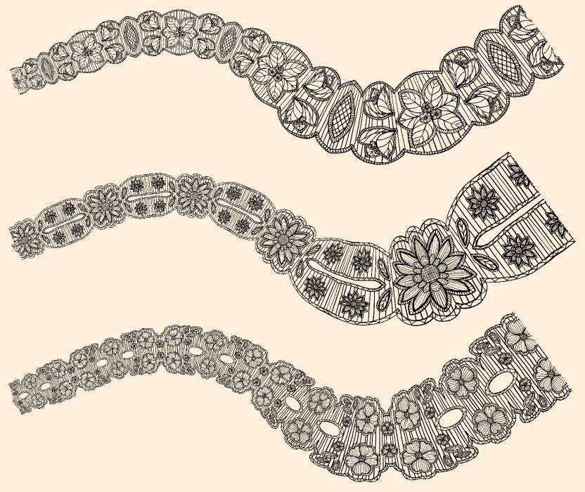 手描きシームレスレース素材5種とブラシ3│Hand-drawn seamless 5 lace materials and brushes 3