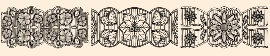 手描きシームレスレース素材5種とブラシ3│Hand-drawn seamless 5 lace materials and brushes 3