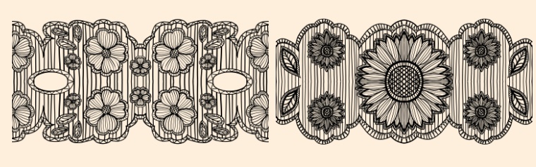 手描きシームレスレース素材5種とブラシ3│Hand-drawn seamless 5 lace materials and brushes 3