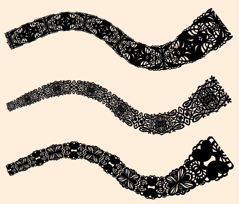 手描きシームレスレース素材5種とブラシ4│Hand-drawn seamless 5 lace materials and brushes 4