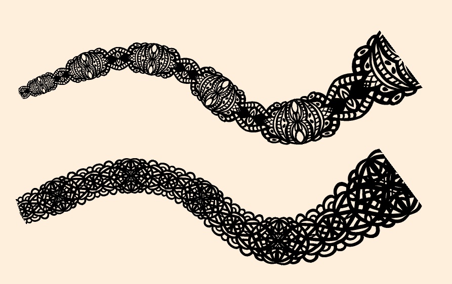 手描きシームレスレース素材5種とブラシ4│Hand-drawn seamless 5 lace materials and brushes 4