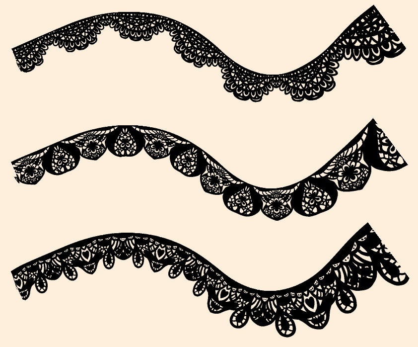 手描きシームレスレース素材5種とブラシ5│Hand-drawn seamless 5 lace materials and brushes 5