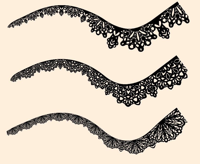 手描きシームレスレース素材5種とブラシ6│Hand-drawn seamless 5 lace materials and brushes 6