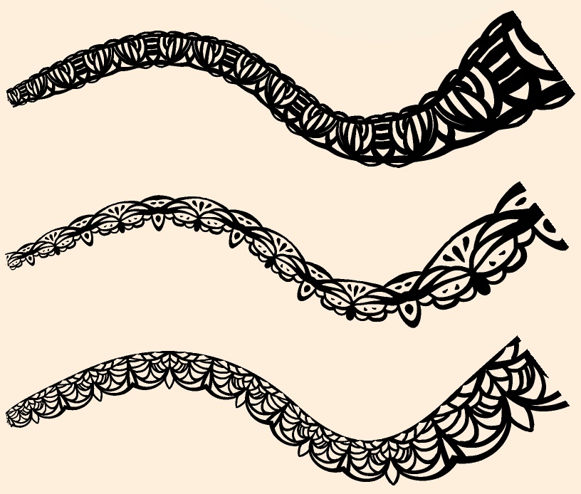 手描きシームレスレース素材5種とブラシ7│Hand-drawn seamless 5 lace materials and brushes 7