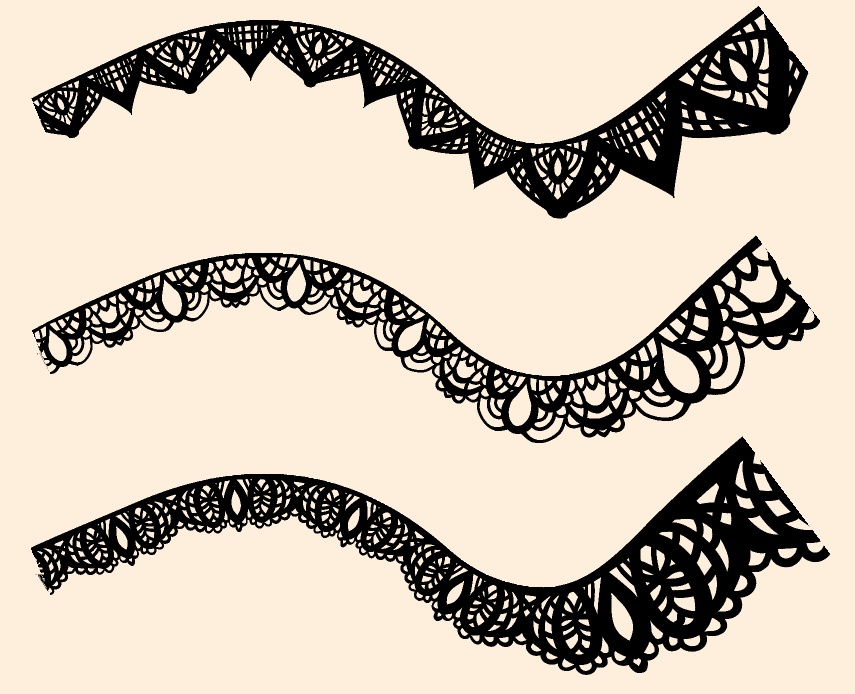 手描きシームレスレース素材5種とブラシ8│Hand-drawn seamless 5 lace materials and brushes 8