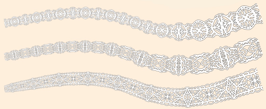 5種の手描きシームレスレース素材とブラシ│5 types of hand-drawn seamless lace materials and brushes
