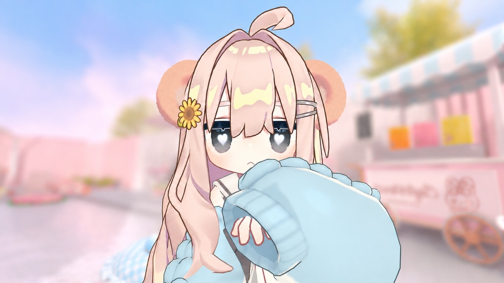 揺れるふわふわのくま耳としっぽ