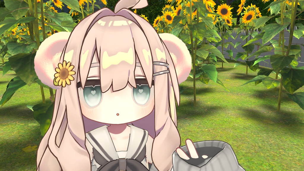 揺れるふわふわのくま耳としっぽ