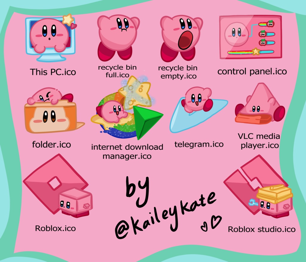 kirby desktop icons by @kaileykate