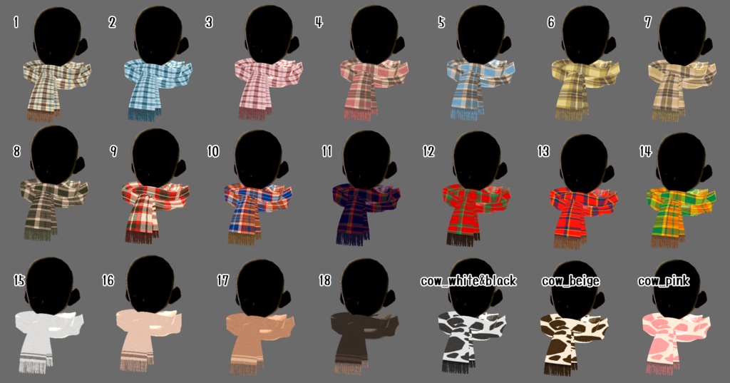 【VRoid正式版対応済/旧タイプも同梱】女性用髪型Vol.1ツインテール+ロング(2WAY)マフラー追加同梱版