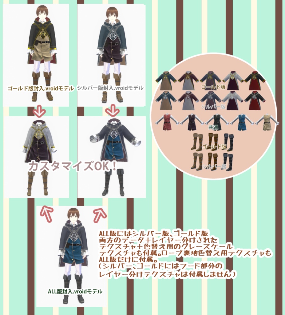 【VRoid正式版製】魔導師コスチュームセット