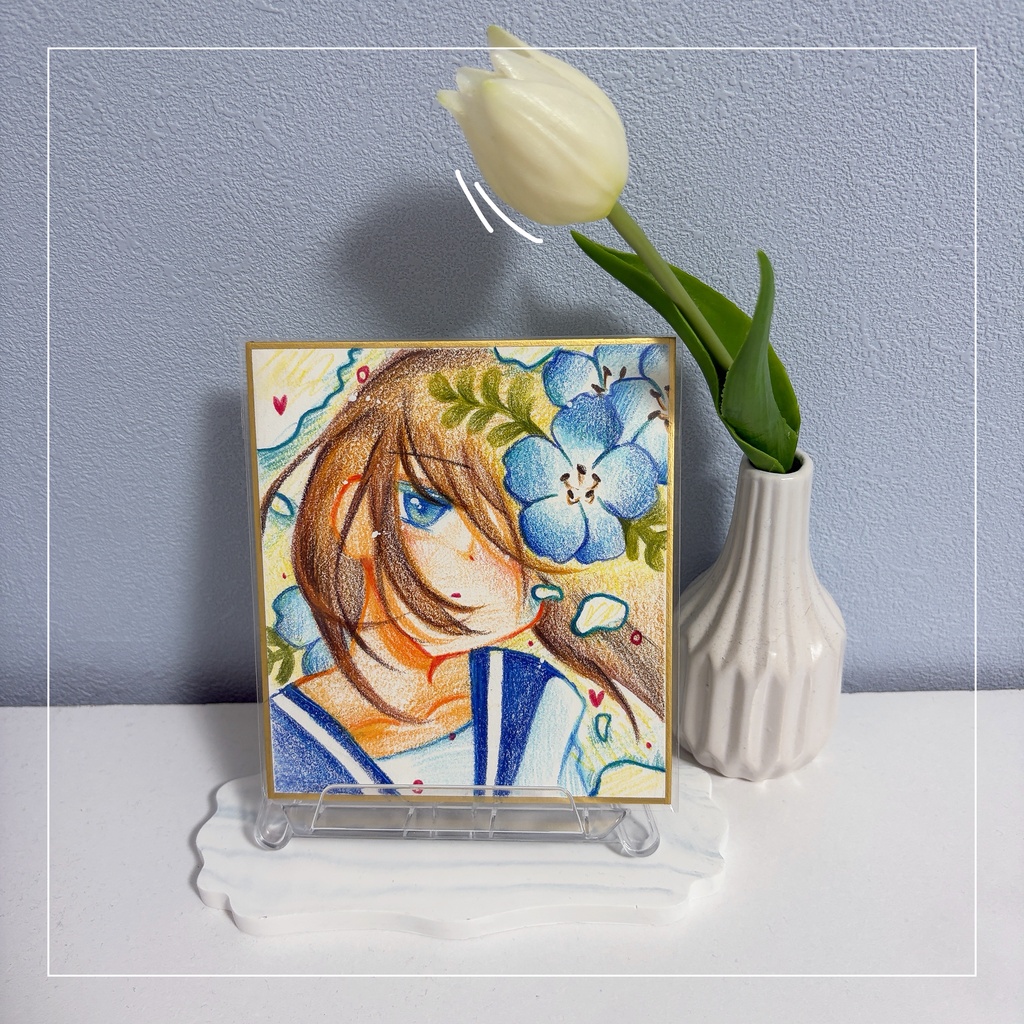 色紙原画「ネモフィラ」