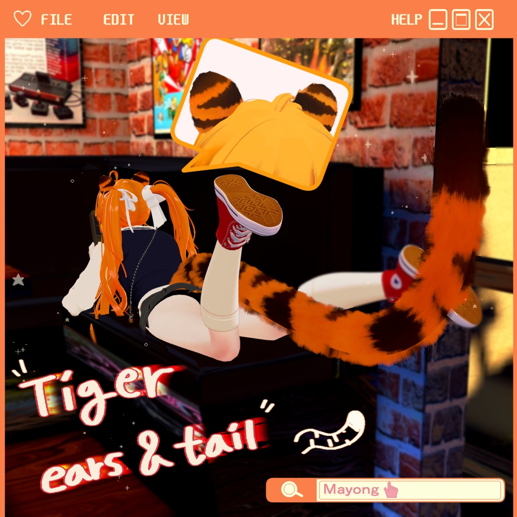 [For all] Tiger ears & tail (2 types) 