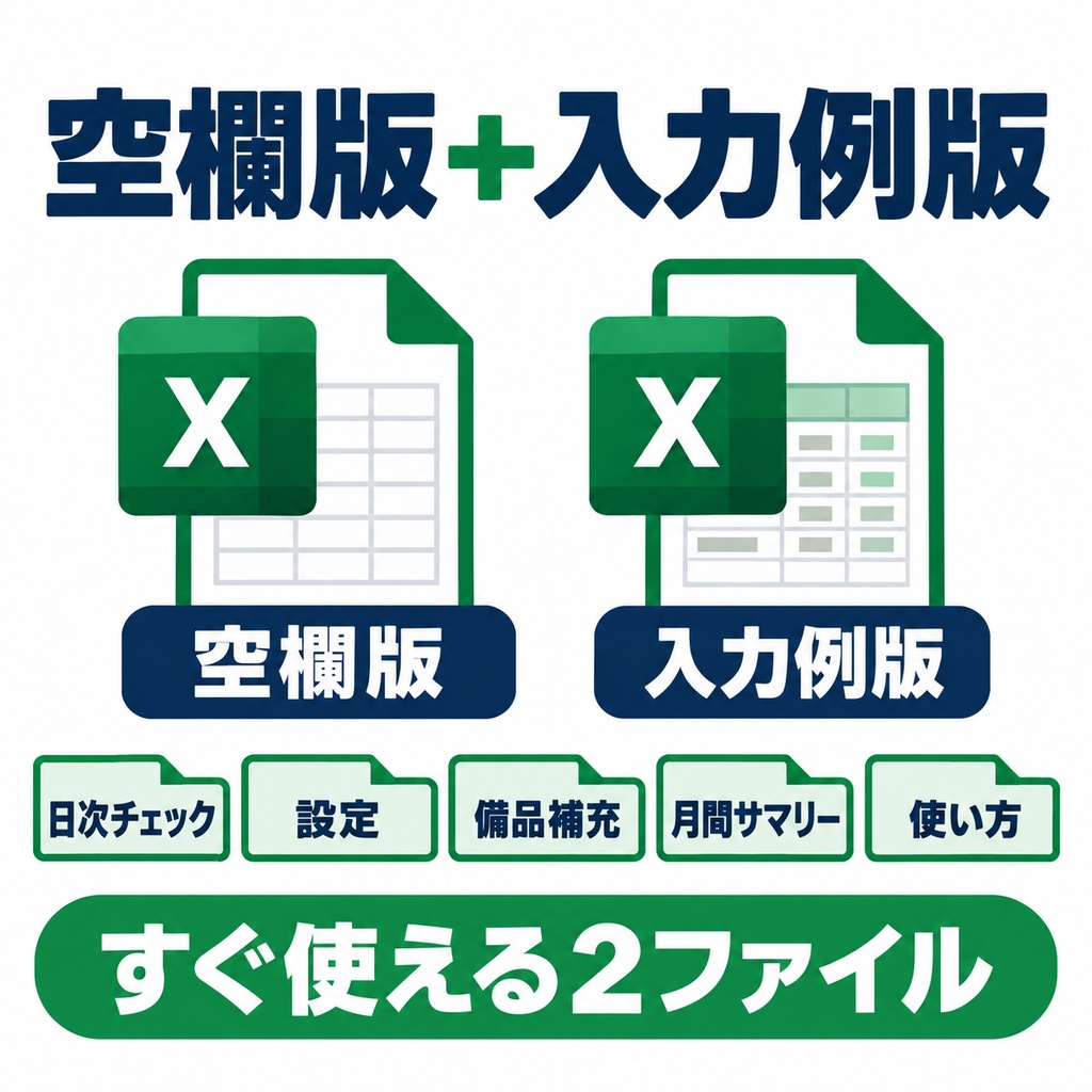 小規模店舗向け|開店・閉店・清掃・備品チェック Excelテンプレート